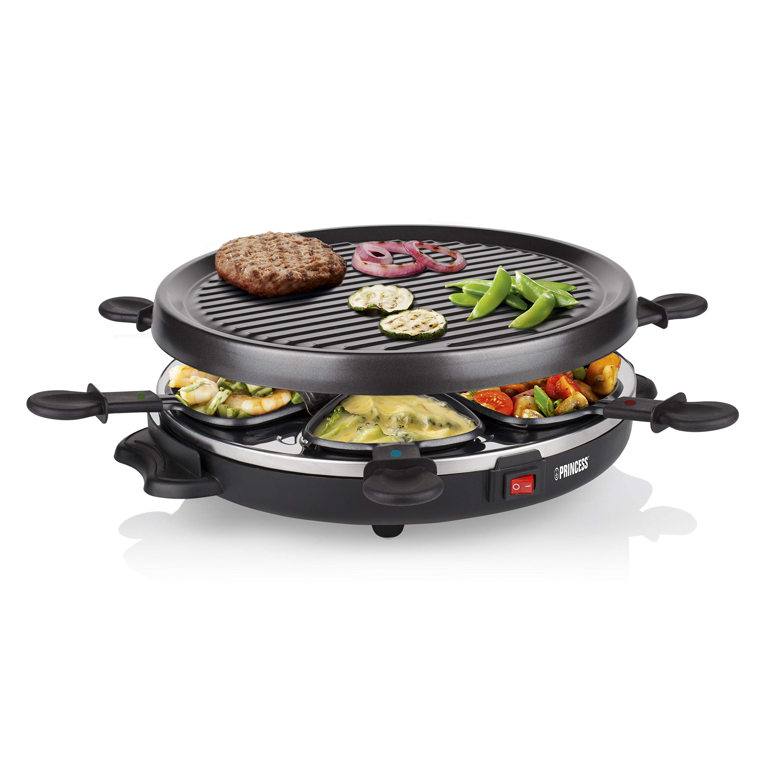 Princess 162725 Gourmetstel 6 Persoons Zwart Round Black Raclette Grill Party
