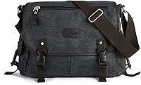 WEPLAN Men's Waterproof Canvas Messenger Bag - Crossbody Shoulder Satchel for 15.6" Laptop, Work Commute Anti-Theft