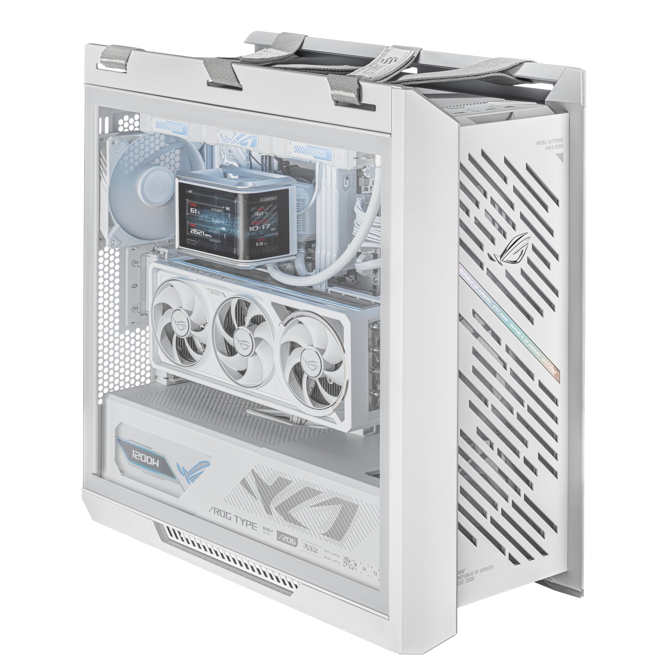 ASUS ROG Strix Helios II White Edition EATX - Carcasa para PC de Media Torre para Juegos, con Paneles Laterales de Vidrio Templado duales, Soporte para GPU de hasta 450 mm de Largo, Soportes para