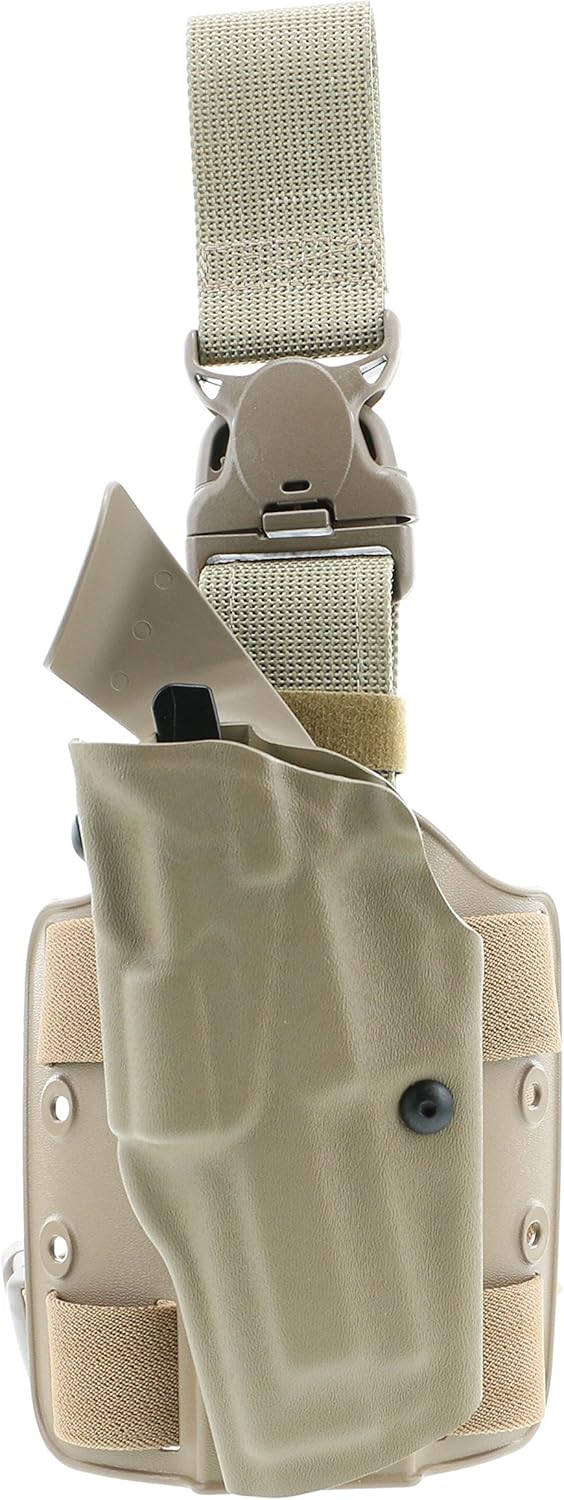 Safariland 6355 Tactical Gun Holster, ALS Automatic Lock Quick Release Leg Harness, Earth Brown, Left Handed, STX Flat Dark Earth