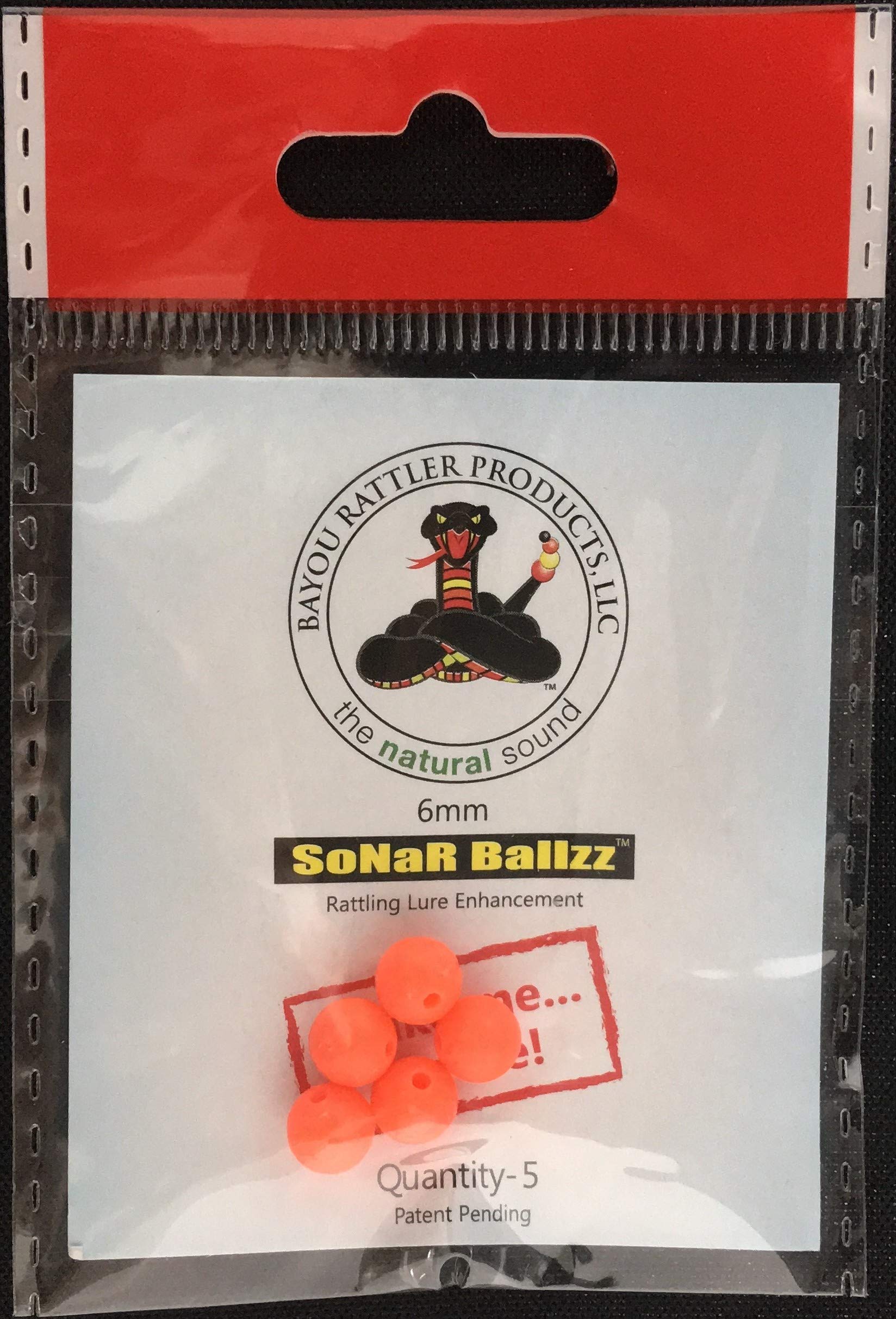 6mm Orange, SoNaR BallZZ - Bayou Rattler rattling beads Pack of 5