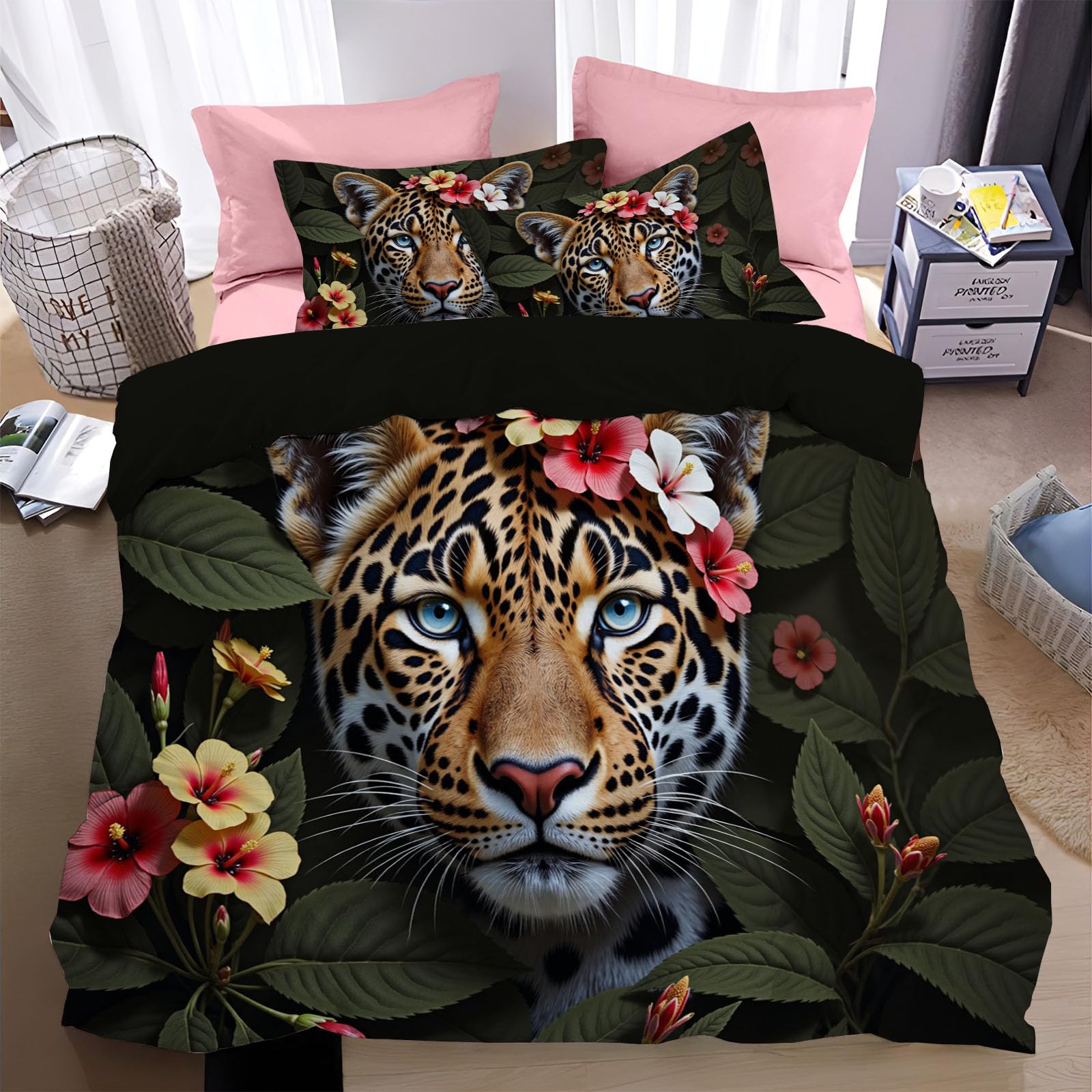 Housse de couette zippée tigre 220x240 finie la couette qui glisse