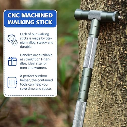 Miniatura 3 de aiGear G2 Tactical Stick Hiking Walking Staff - Trekking Poles Outdoor Adjustable Hiking Stick for Camping Hiking 5 Tubes Gray
