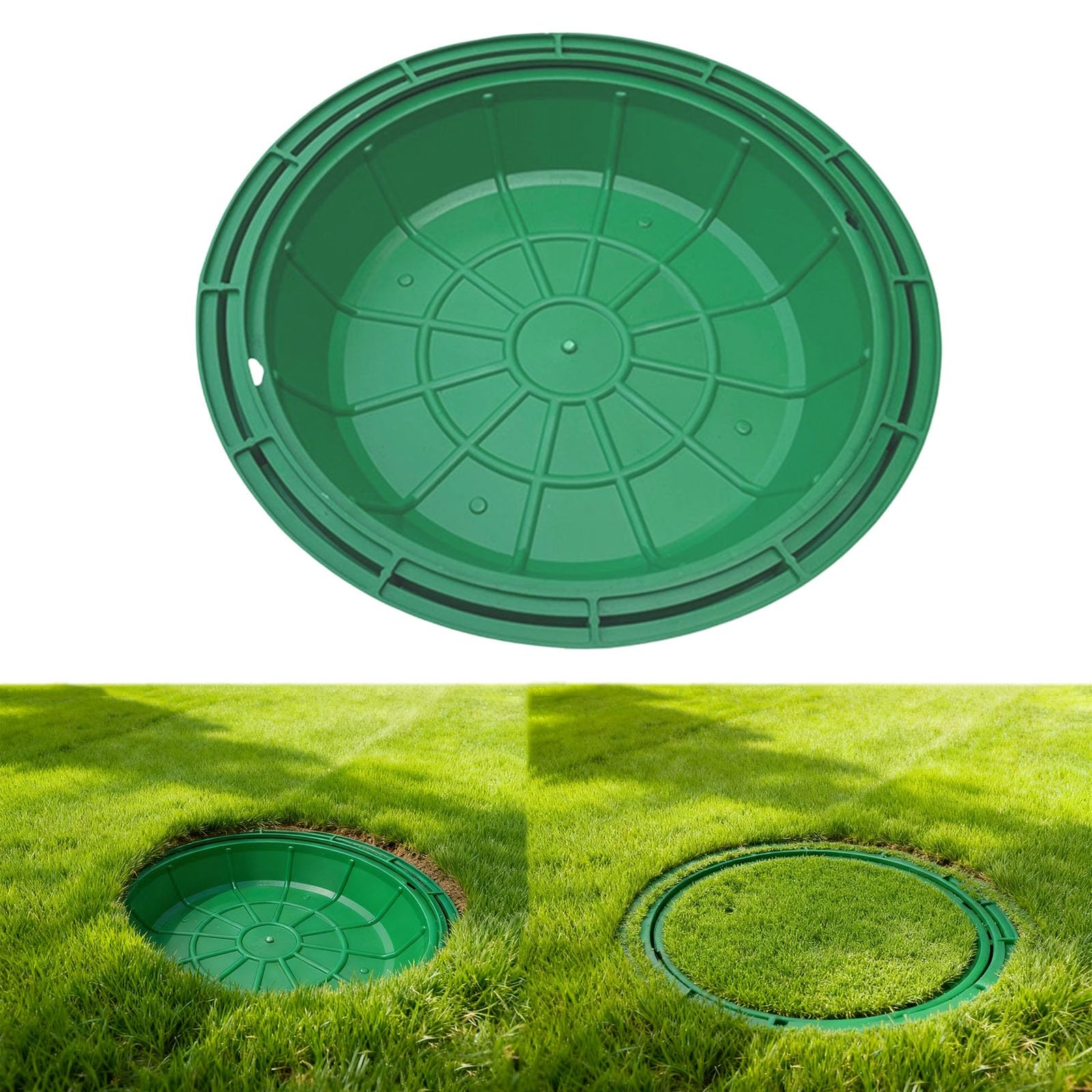 Tapa para fosa séptica redonda de 70 cm verde y ocultable