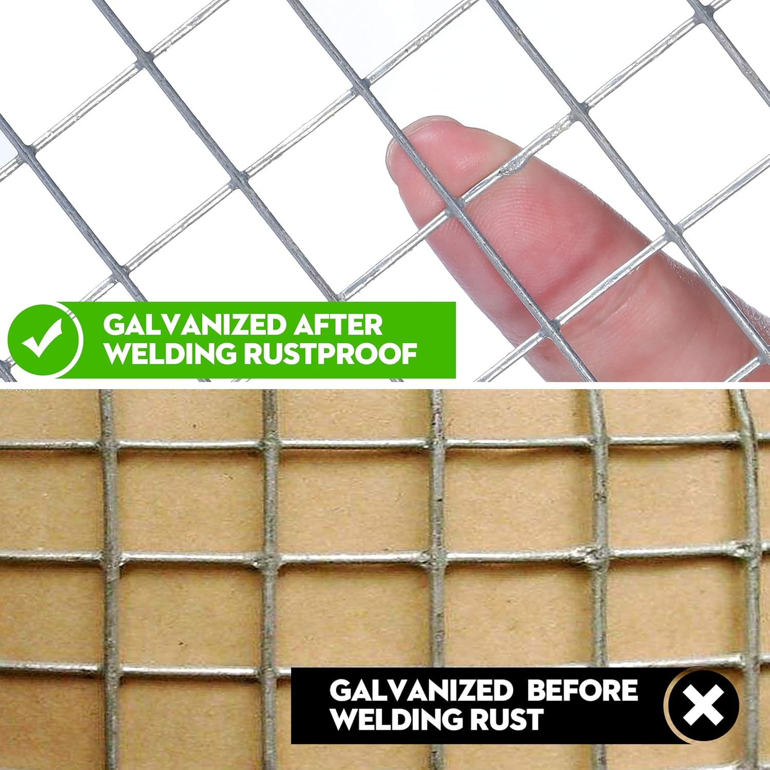 48'' x 100' 1/2inch Hardware Cloth Galvanized Welded Cage Wire, 19 Gauge Hardware Cloth Wire Metal mesh, Poultry Netting Square Chicken Snake Fencing Gopher Fence Racoons Rabbit Pen Gutter - - 