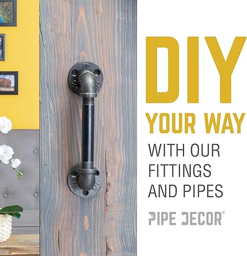 Vista 71 de PIPE DECOR - Codo de salida lateral de 1/2 pulgada, accesorios de hierro maleable negro para tuberías, pezones y accesorios estándar de 1/2 pulgada