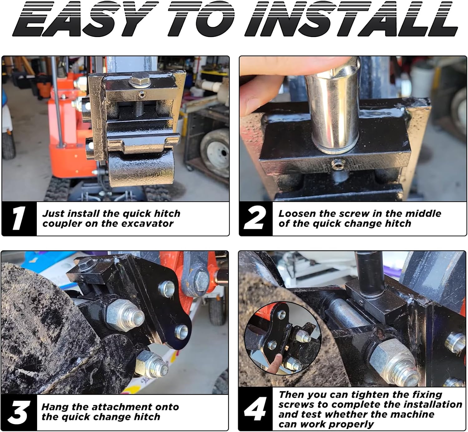 Mini Excavator Quick Hitch Coupler, Mechanical Quick Change Hitch Attachments Compatible with 0.8-3 Tons Small Diggers, 25mm Hole Durable Steel Design - Image 5