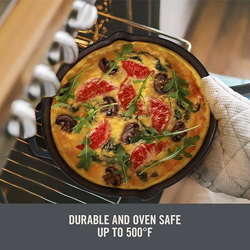 Miniatura 7 de DASH Zakarian - Sartén de hierro fundido antiadherente de 95 pulgadas con boquillas de vertido para sellar hornear asar y más color negro