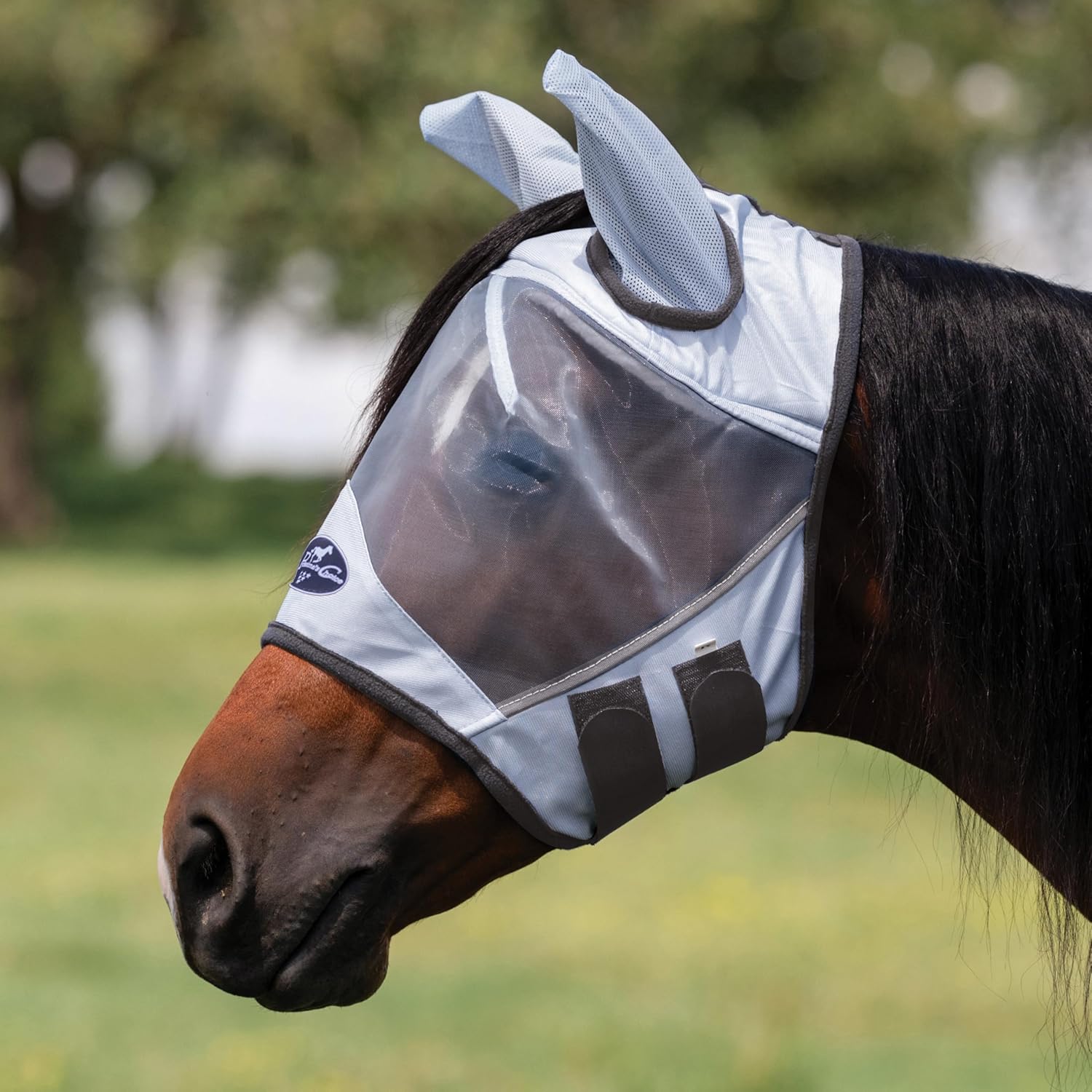 Professional's Choice Fly Screen Mask | UV Protective Lightweight mesh | Breathable and Soft Ear coverings | Forelock Hole for Added Security and Comfort | Cob Size | Gray