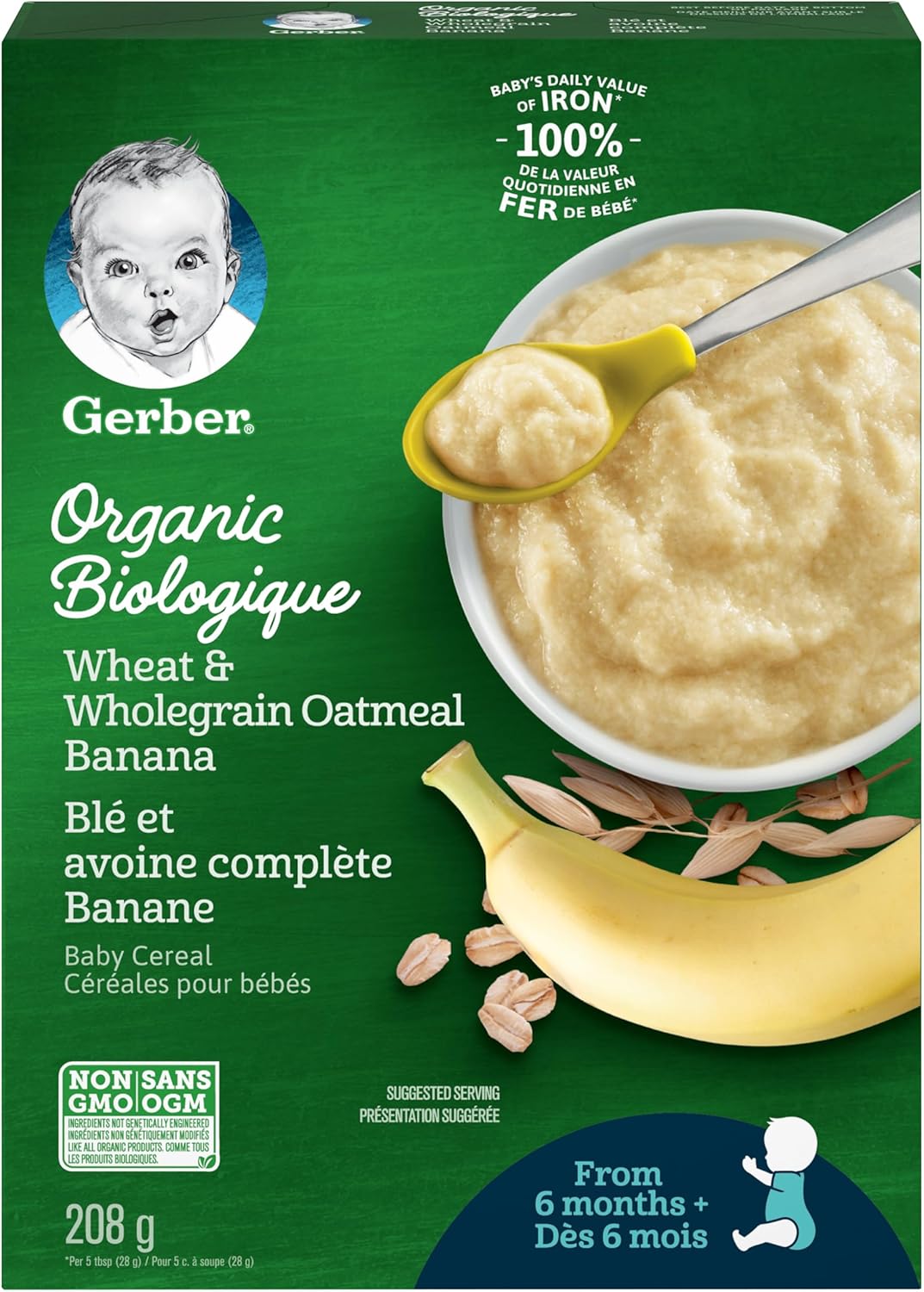 GERBER Organic Wheat & Wholegrain Oat Banana, Baby Cereal : Amazon.ca ...