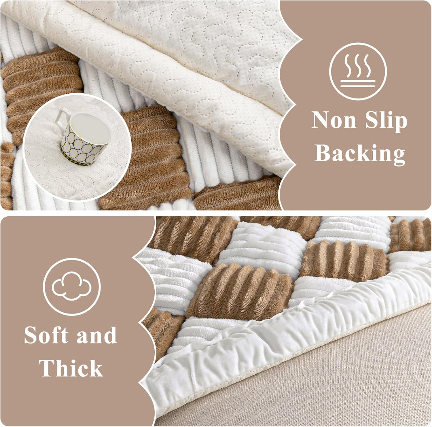 Vaukki Couch Cover for Dogs Washable, Non Slip Dog Sofa Pad Topper, Fuzzy Pet Sofa Cover for 3 Cushion Couch Pet Friendly, Furniture Protector Dog Bed Mat for Large Dogs (27.6''x82.7'', Coffee)