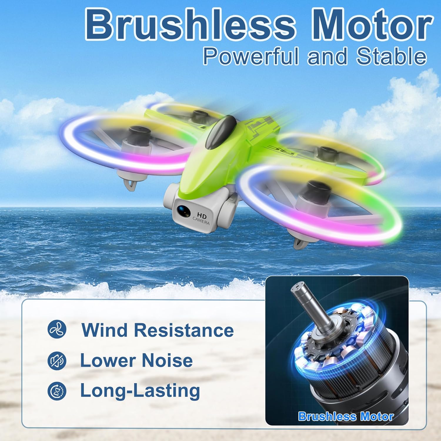 Dwi Dowellin Drone with 1080P Camera for Kids,8.5"Remote Control Quadcopter with Brushless Motor,RC Drones for Boys and Girls Gifts Toys 8-12