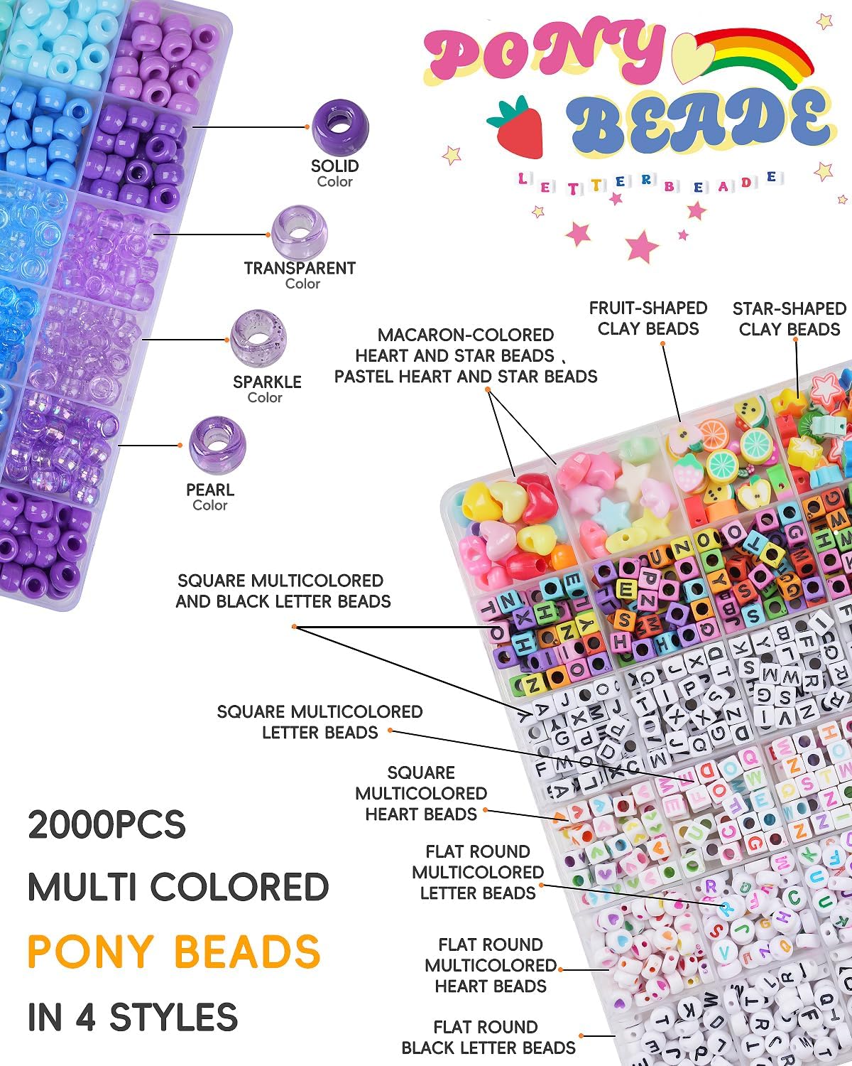 BestNow Pony Beads Bracelet Making Kit 48 Colors Friendship Bracelet Craft Kit with Alphabet Beads DIY Creative Gift for Bracelets Kandi for Girls boy Ages 6 7 8 9 10 11 12 - Image 3