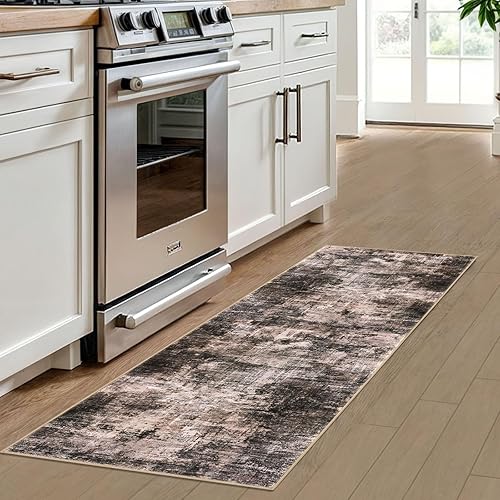 Miniatura 743 de IOHOUZE Alfombra pequeña abstracta de 2 x 3 pies, alfombra de entrada lavable para entrada interior, alfombras con respaldo de goma, alfombra gris