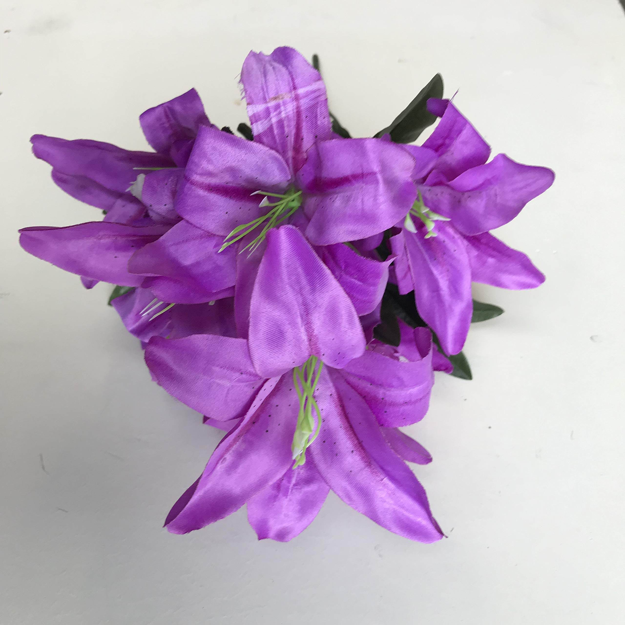 Best Artificial Purple 45Cm Stargazer Lillies 10 Head Flower Lily Spray Bunch (Purple)