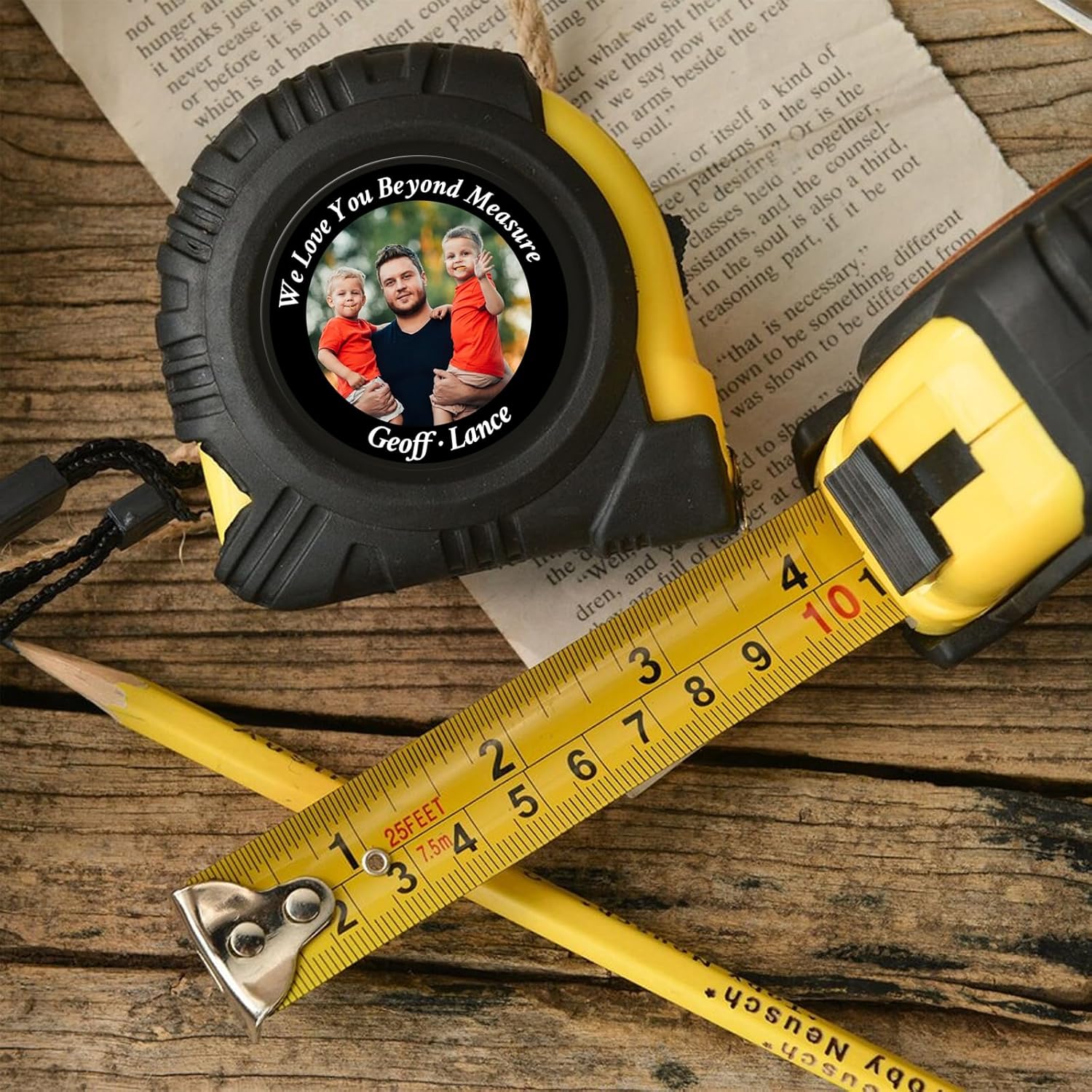 Personalized Tape Measure for Men Custom Measurement Tape with Photo and Kids Names Fathers Day Birthday Gifts for Dad Husband Grandpa