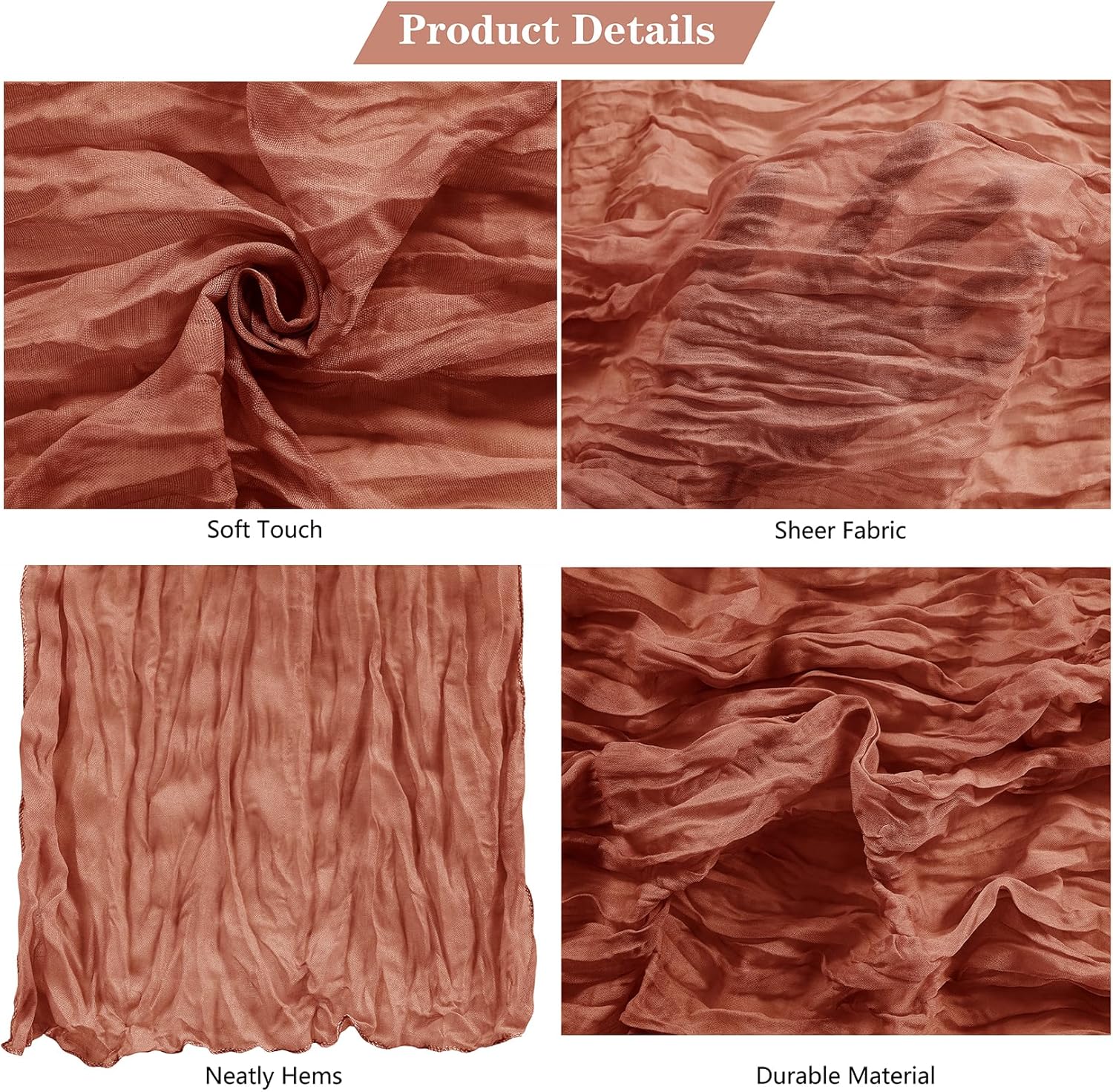 15 Pack Terracotta Cheesecloth Table Runner 9FT Rustic Sheer Table Runners 17x108 Inch Gauze Boho Runner for Wedding Bridal Baby Shower Birthday Party Table Decorations - Image 4