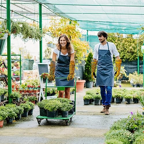 Miniatura 8 de Guantes largos de jardín de jardinería, a prueba de espinas y resistentes a pinchazos, guantes de cactus rosa para jardinero, regalos