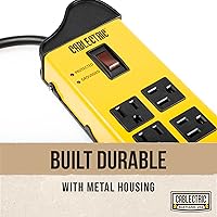 Vista 3 de Regleta protectora de sobretensiones de alta resistencia, 8 salidas con cable de extensión de 6 pies de largo, 14 AWG, regleta de alimentación