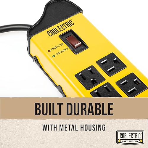 Miniatura 4 de Regleta protectora de sobretensiones de alta resistencia, 8 salidas con cable de extensión de 6 pies de largo, 14 AWG, regleta de alimentación de