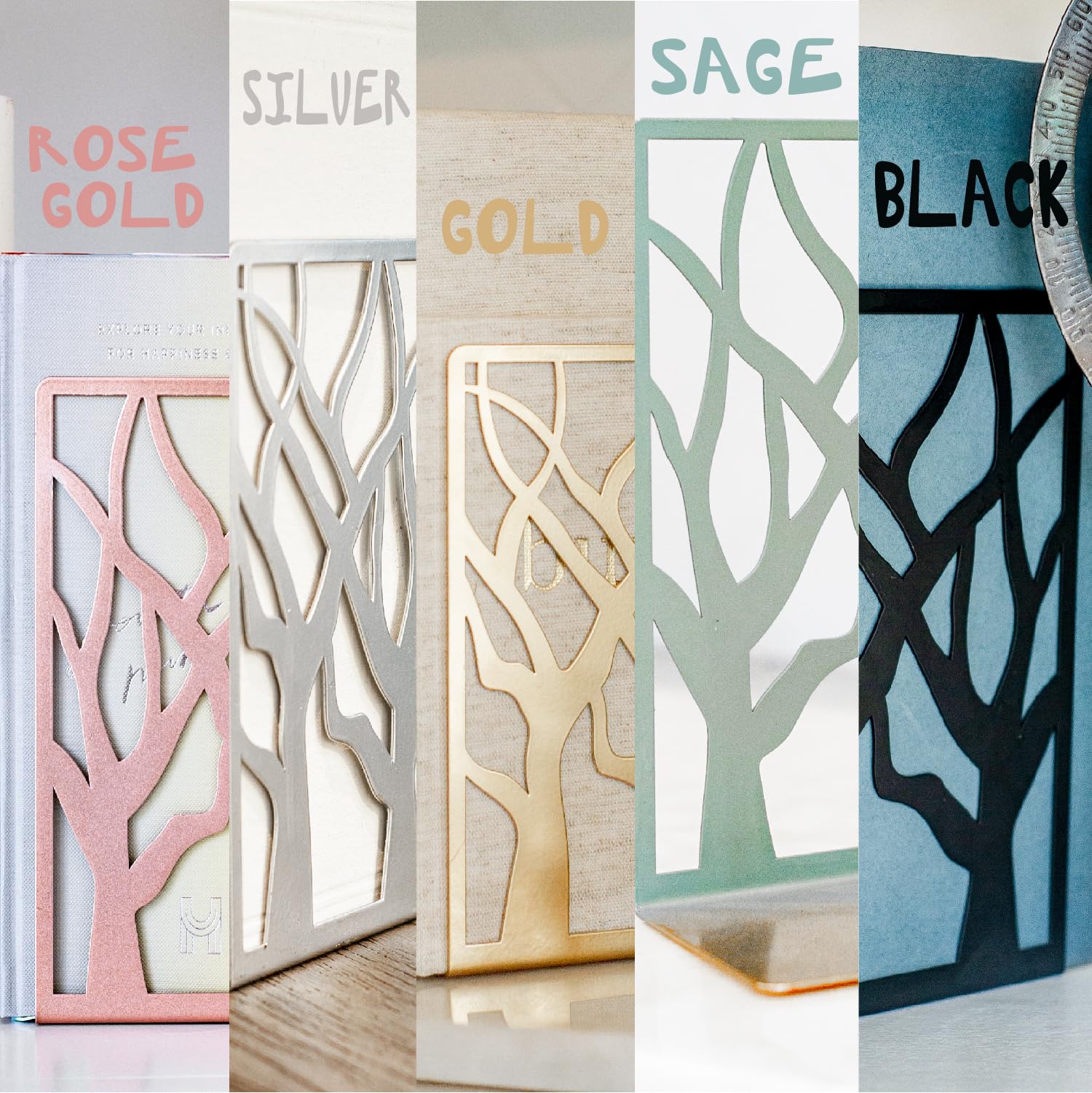 Book Ends Gold Bookends Heavy Duty Decorative Bookends To Holders Books Unique Modern Book End Metal Book Stoppers For Shelves Office Decor Homebook Holders Nonskid Gold