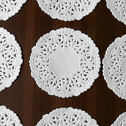 Miniatura 7 de The Baker Celebrations Tapones de encaje de papel redondo blanco (paquete de 100) fabricados en Canadá (4 pulgadas)
