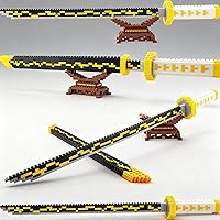 Vista 10 de Beego Kill Demon Sword - Juego de construcción de espada negra Tanjirou de 19 pulgadas con soporte para espada