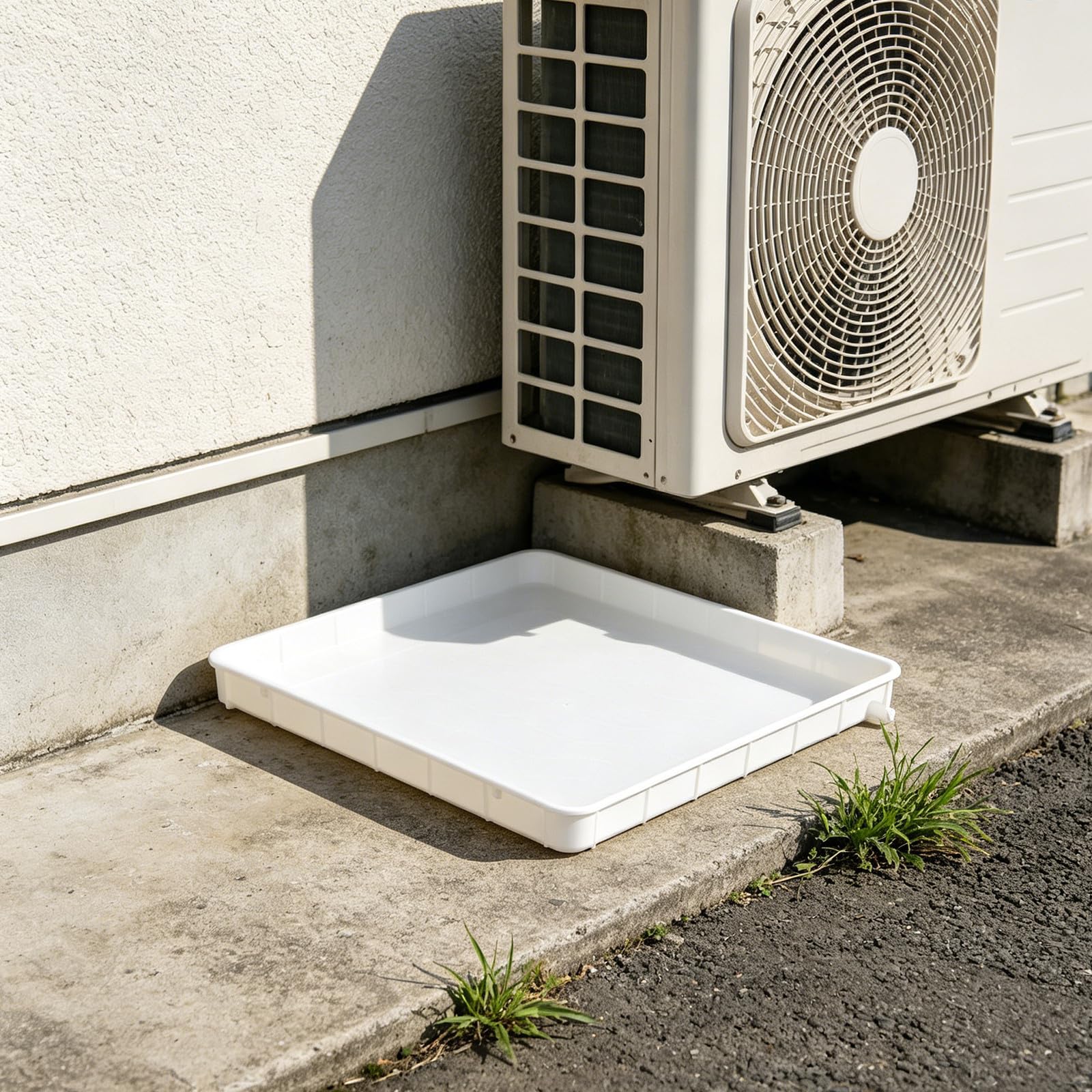 NUOBESTY Bac de Récupération Eau pour Climatiseur Plastique avec Évacuation Latérale Carrée Plateau Anti-goutte et Facile à Installer
