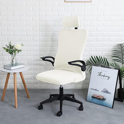 Miniatura 3 de FORCHEER Juego de fundas ergonómicas para sillas de oficina con funda para reposacabezas, repelente al agua, para silla ejecutiva de oficina, color