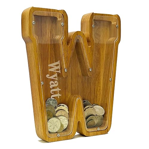 Vista 34 de Personalized Wooden Alphabet Piggy Bank-Kids Piggy Bank-Boys Girls Piggy Bank-Coin Piggy Bank-Bank-Can be Used as Christmas-Birthday Gift-Kids Gift