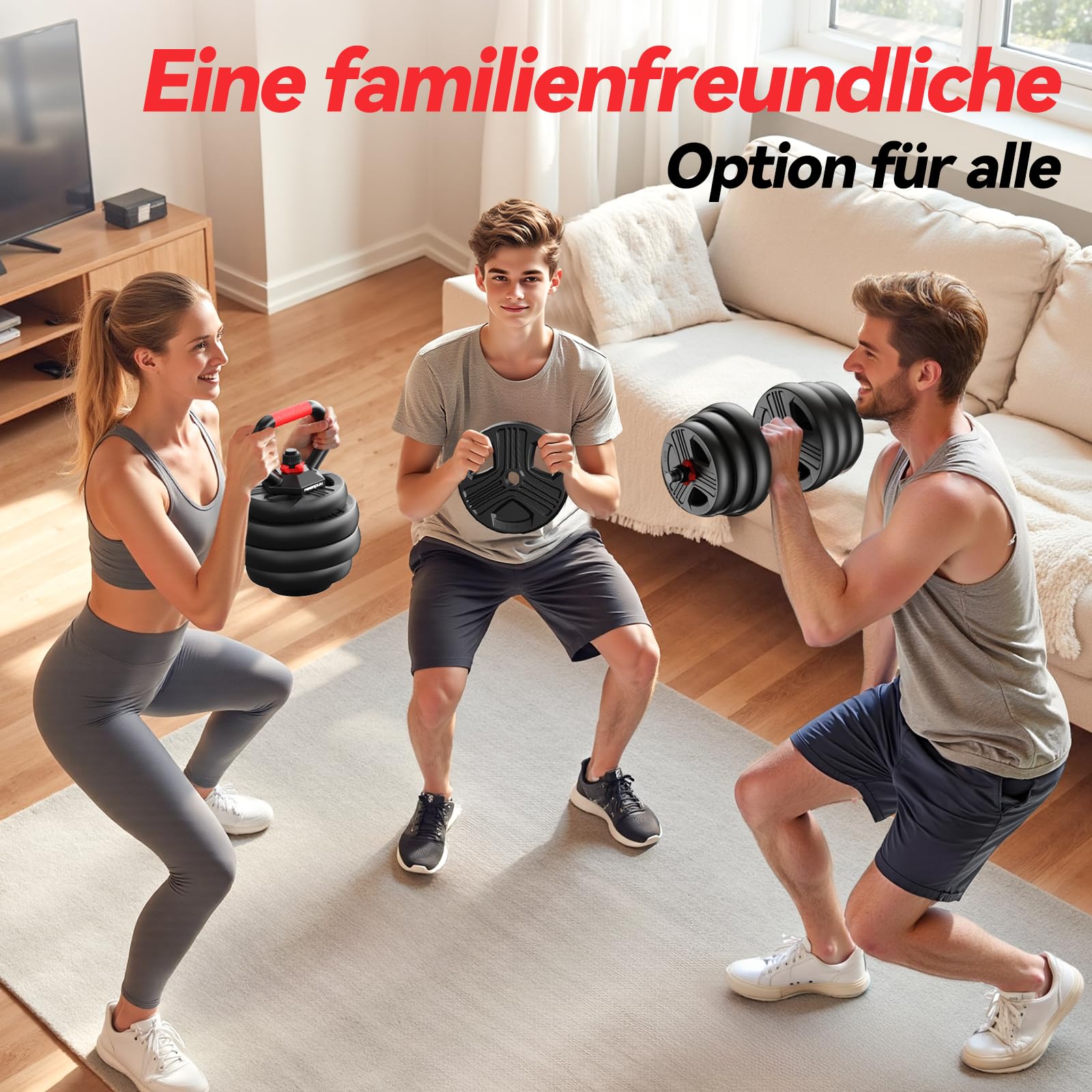 FEIERDUN 10kg-40kg Hanteln Verstellbar 2er Set, 5-in-1 Hantelset Dumbbell Set, Langhantel, Kettlebell, Liegestützständer für Ganzkörpertraining, Krafttraining für Männer und Frauen