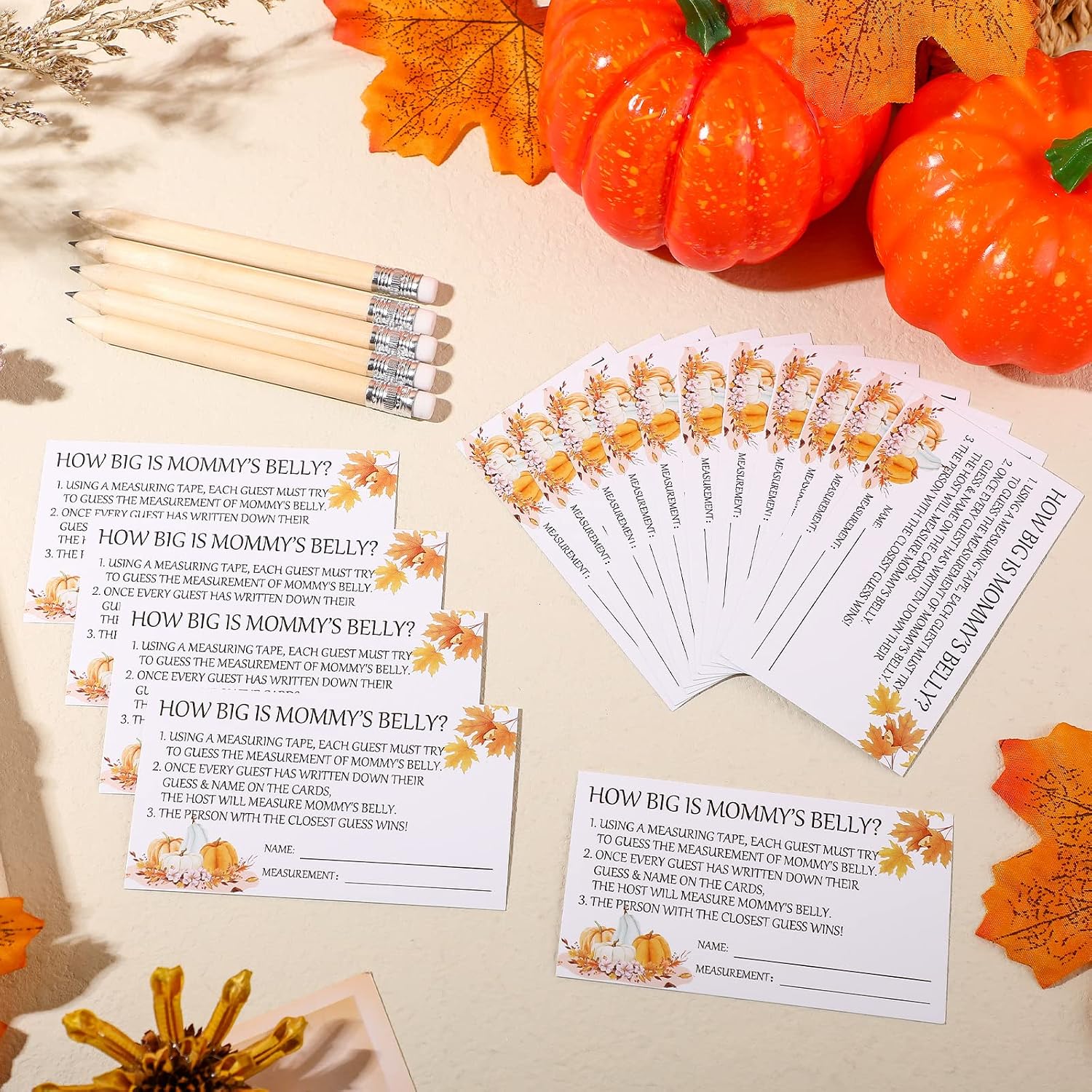 Sabary 64 Pcs Little Pumpkin Baby Shower Games How Big is Mommys Belly Game