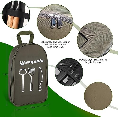 Miniatura 6 de Camping Cooking Essentials Utensils Set - Camp Cookware Kitchen Accessories Kit, Camper Gear Must Haves, Stainless Steel & Silicone, RV Car Portable