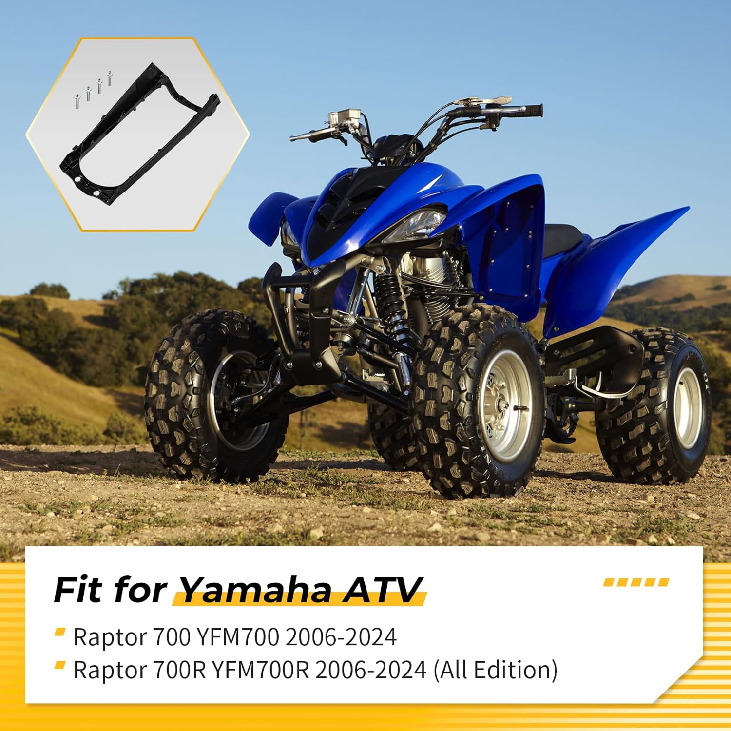 M MATI Heavy Duty Aluminum Black Sub Frame & Bolts for Yamaha Raptor 700 YFM700 Raptor 700R YFM700R 2006-2024 1S3-21190-08-00