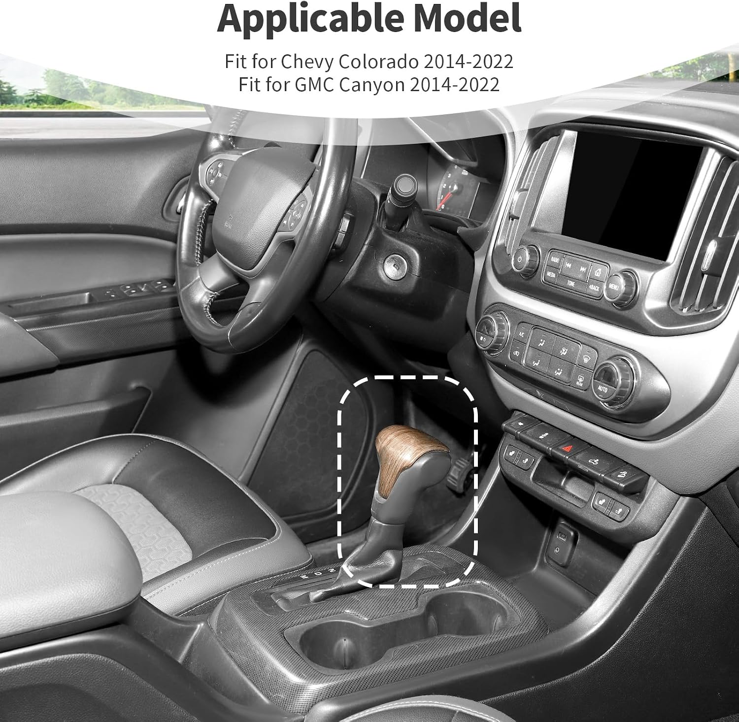 for Colorado Gear Shift Knob Trim Cover Fit for Chevy Colorado/GMC Canyon 2014-2022 Brown Wood Grain Interior Accessories 1pcs