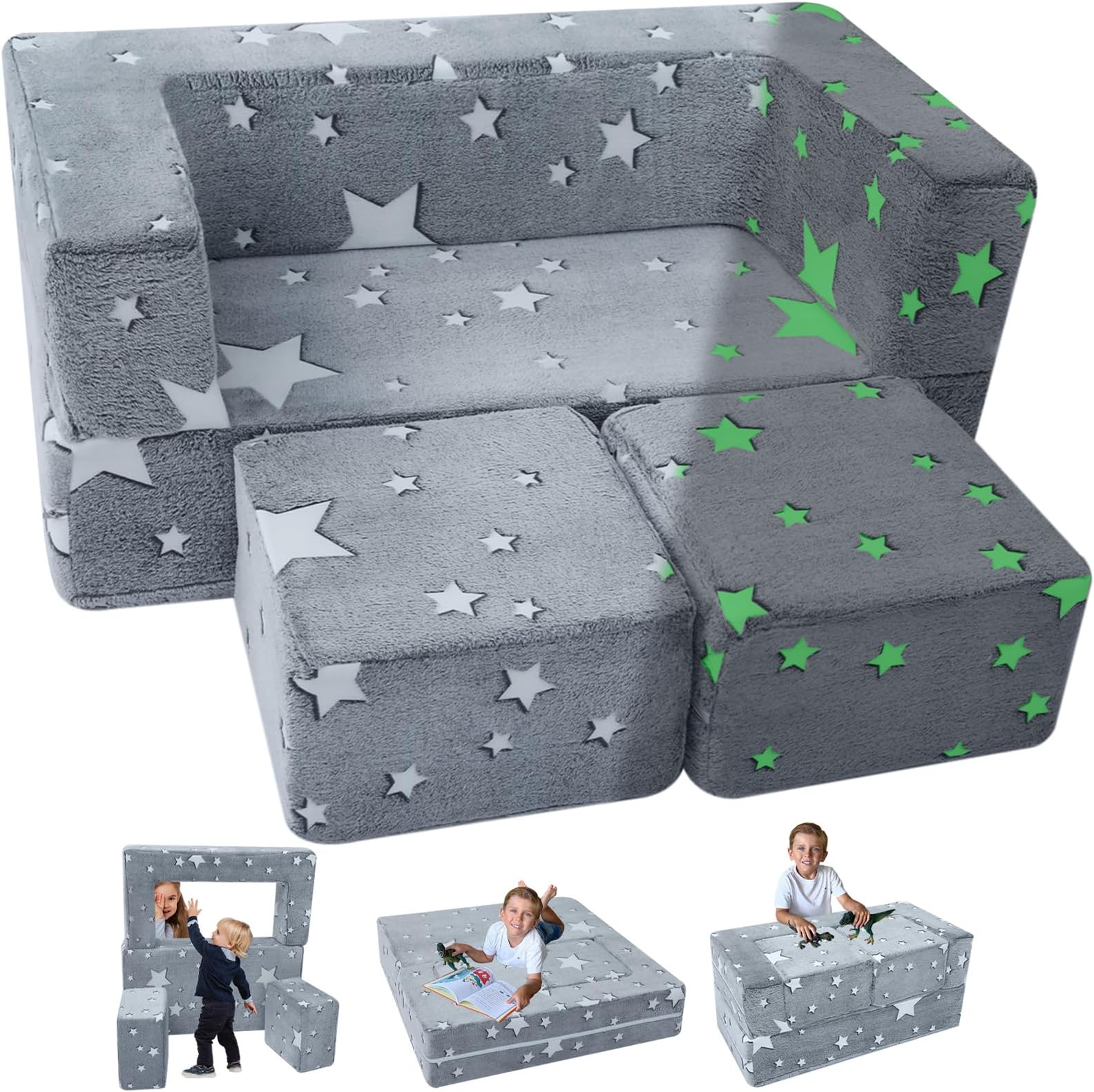 Kids Play Couch,10 Pcs Toddler Couch Sofa,Foam Modularized