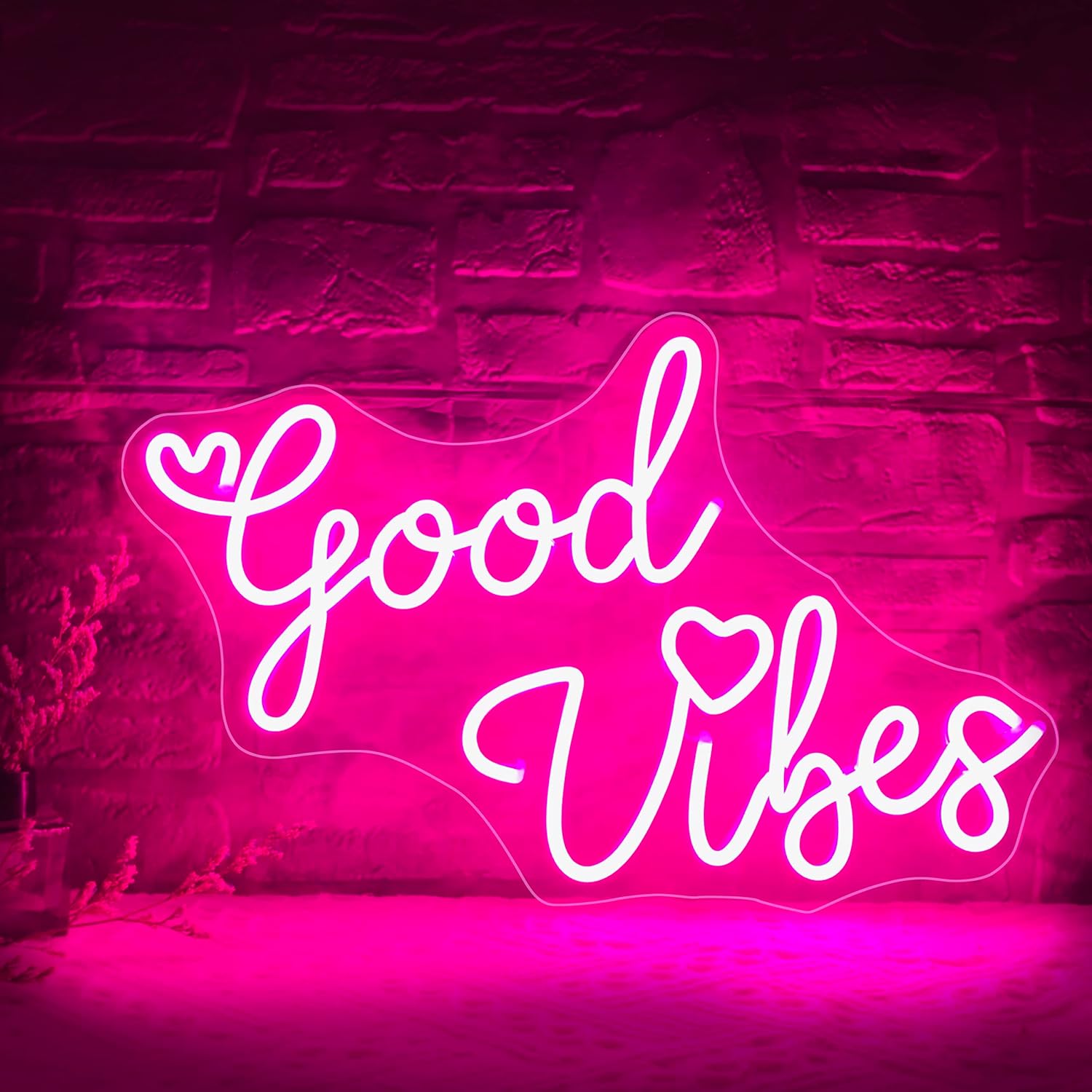 Daniumao Pink Good Vibes Neon Sign for Wall Decor, Dimmable USB Powered Good Vibes