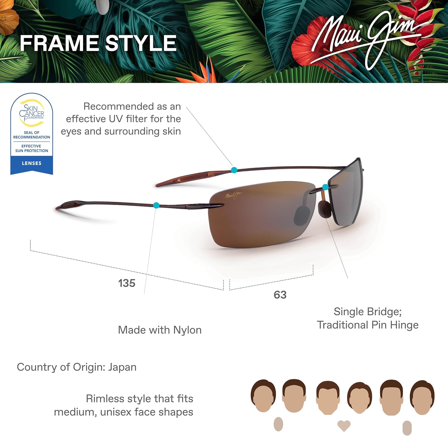 Maui Jim Polarized Men's and Women's Lighthouse Rimless Sunglasses - Image 6