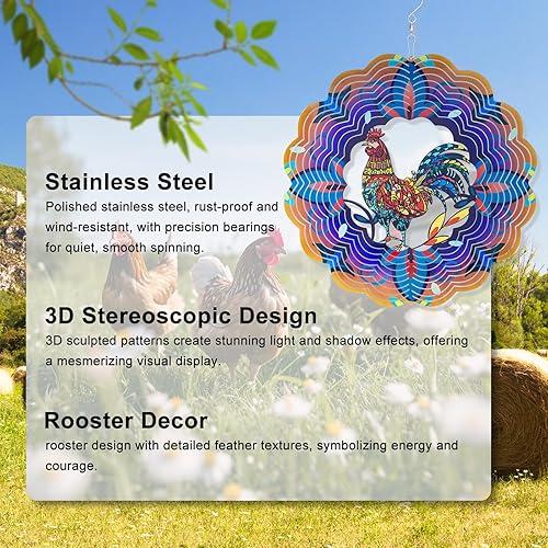 Miniatura 24 de Molinillos de viento de metal de pavo real, regalos para mujeres, mamá, abuela, esposa, hilandero de viento colgante para decoración de exteriores e