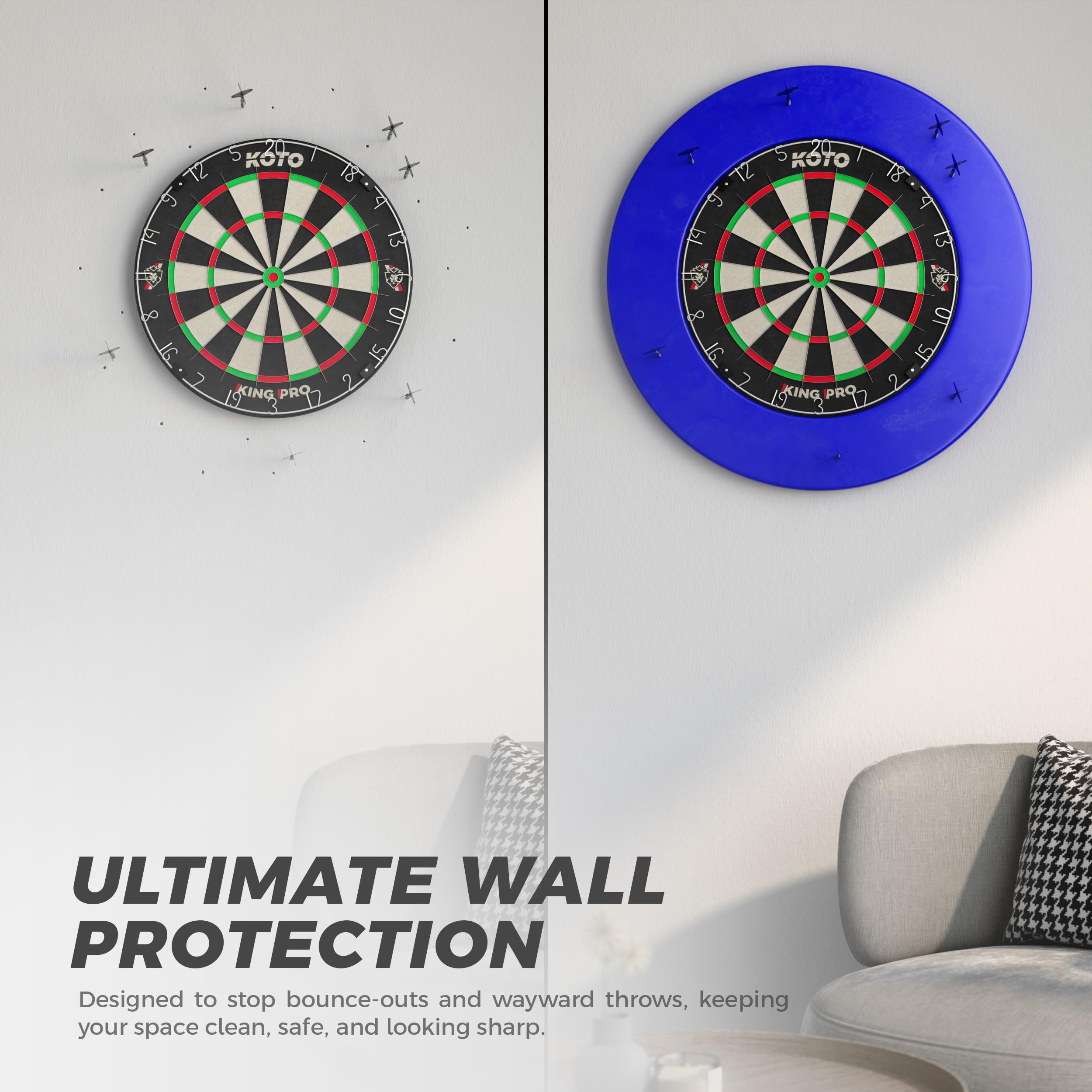 KOTO darts DARTSHOPPER – Protezione Muro Dartboard Blu, Protezione per Freccette, Surround per Freccette, Misura Ufficiale