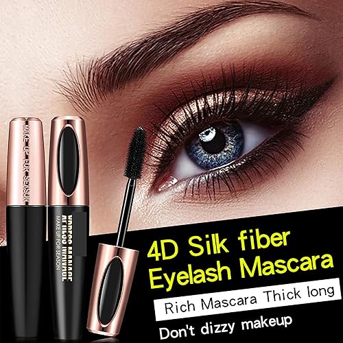 Miniatura 4 de Máscara de pestañas de fibra de seda 4D impermeable y a prueba de manchas, máscara de pestañas de larga duración, volumen y longitud negro,