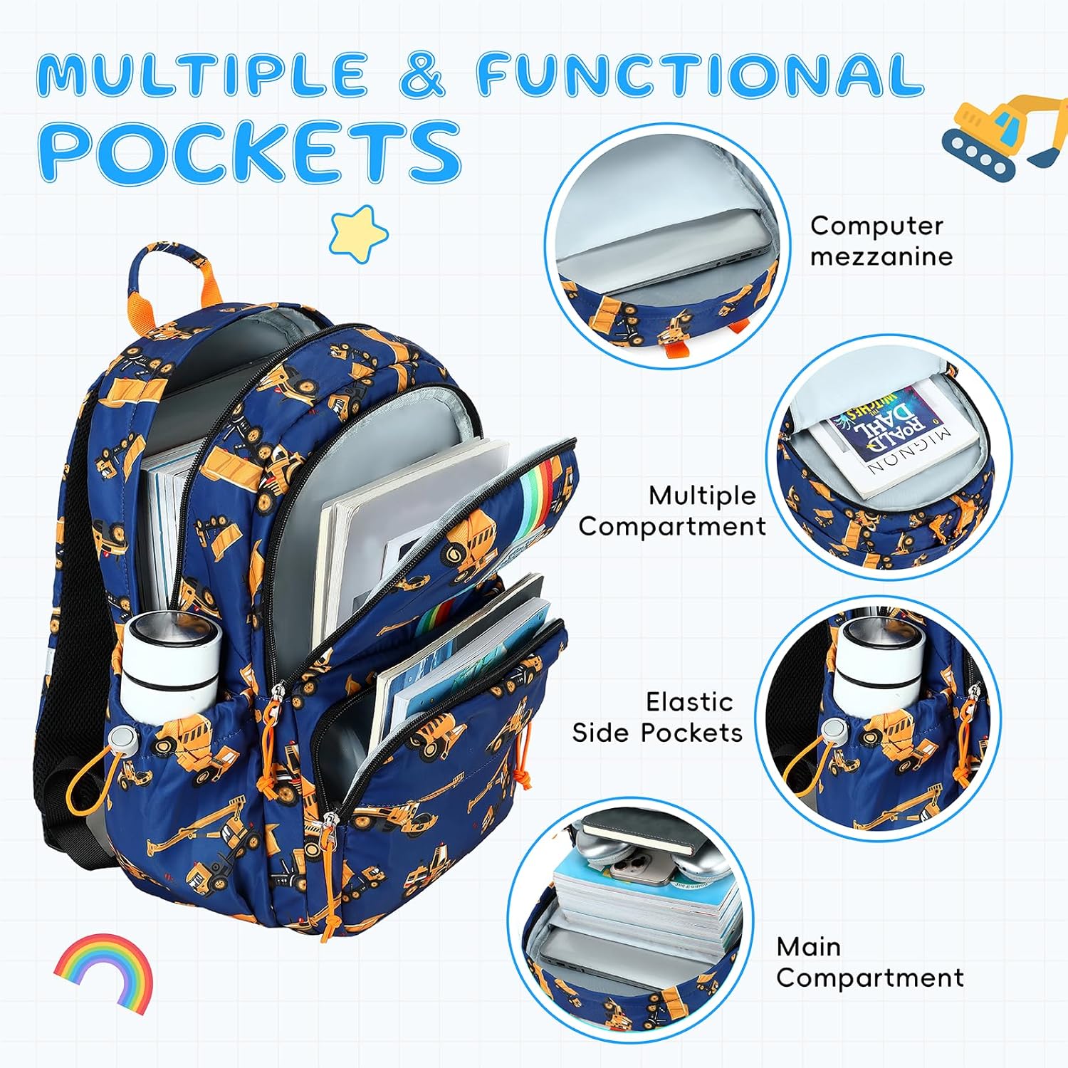 CAMTOP Backpack for Kids, Boys Girls Preschool Backpacks with Lunch Box Toddler Kindergarten School Bookbag Set - Image 4