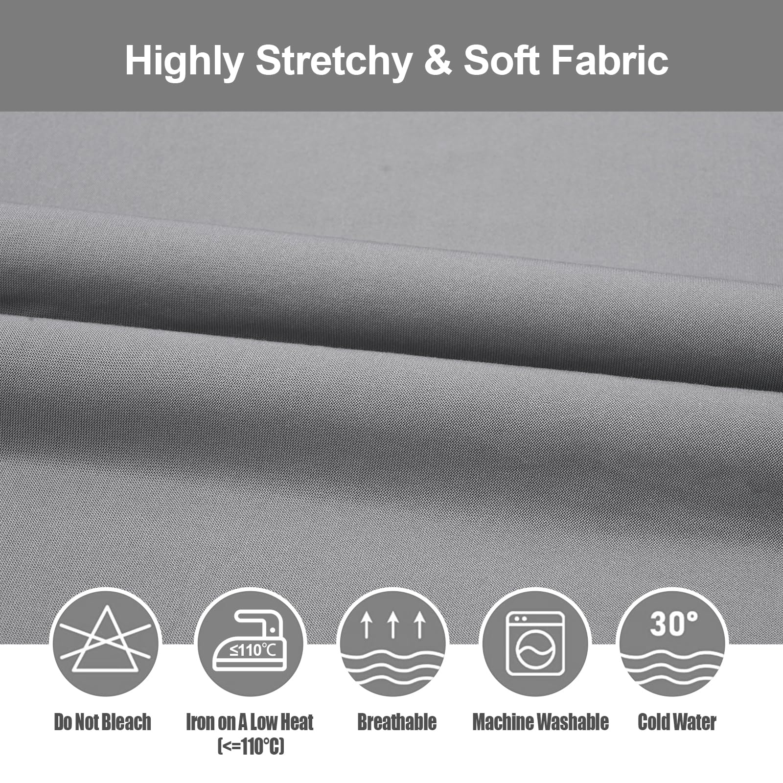 Yugarlibi Dining Chair Covers Set of 4 Stretch Chair Slipcovers Swing Chair Elastic Removable Dining Room Chair Covers Reusable Washable Chair Protector for Hotel Banquet Ceremony (Light Grey - Image 4