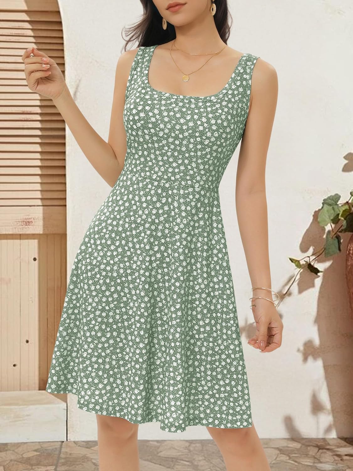 FENSACE Summer Dresses for Women Sleeveless Knee Length Floral Tank Dress - Image 4