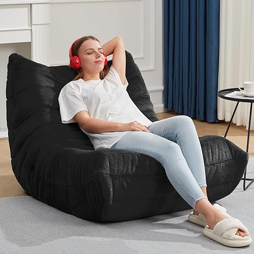 Vista 3 de Sillas Puf para Adultos Silla Puf Gigante Silla BeanBag de Espuma con Memoria Sofá Puf con Relleno Piel Sintética Puffs de Chimenea Sofá Perezoso