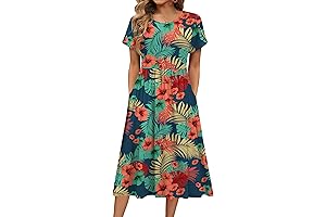 HOTOUCH Women's Shift Dress: Midi Elegance