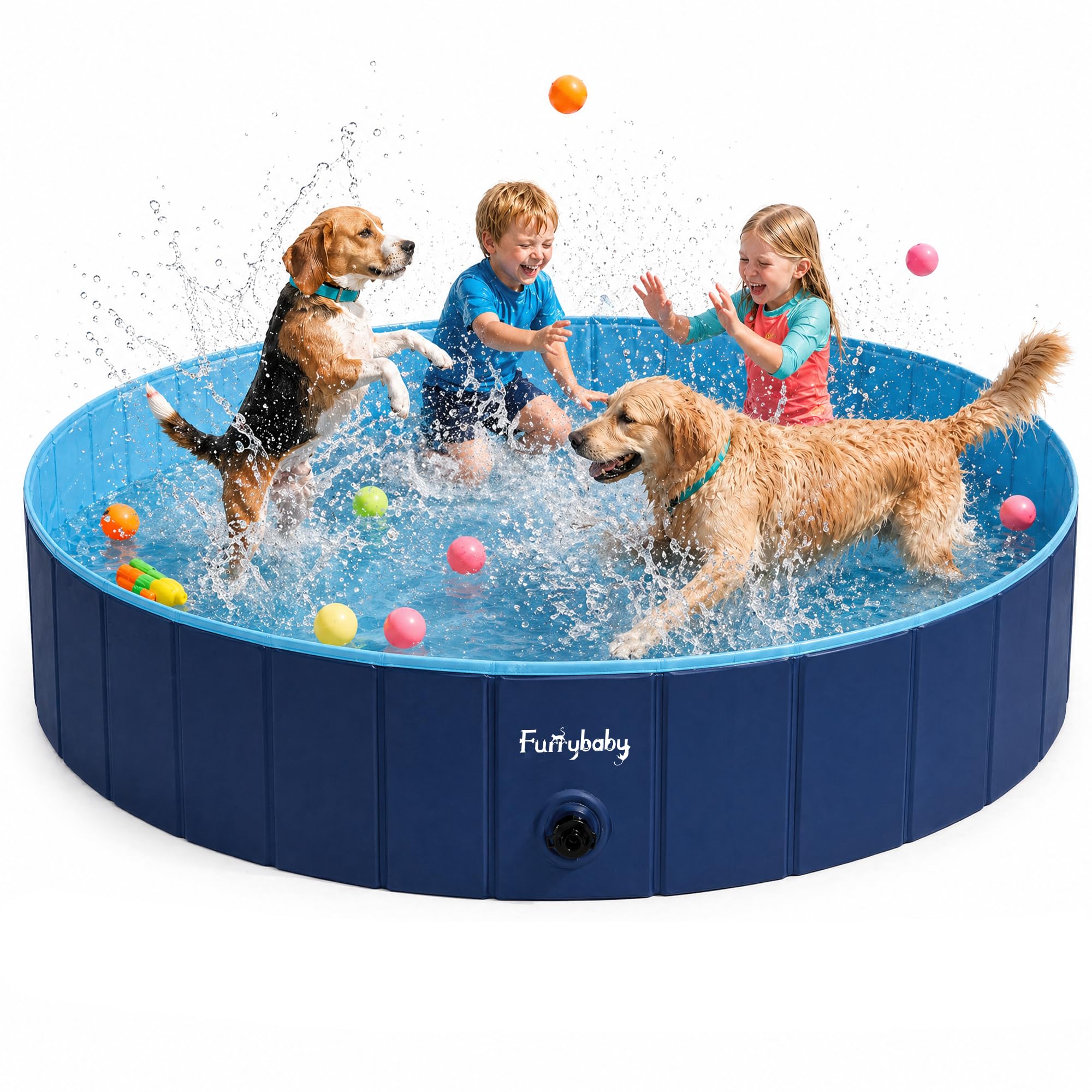 Furrybaby Foldable Dog Pool Non-Slip Hard Bath Tub Indoor Outdoor Pets Kids