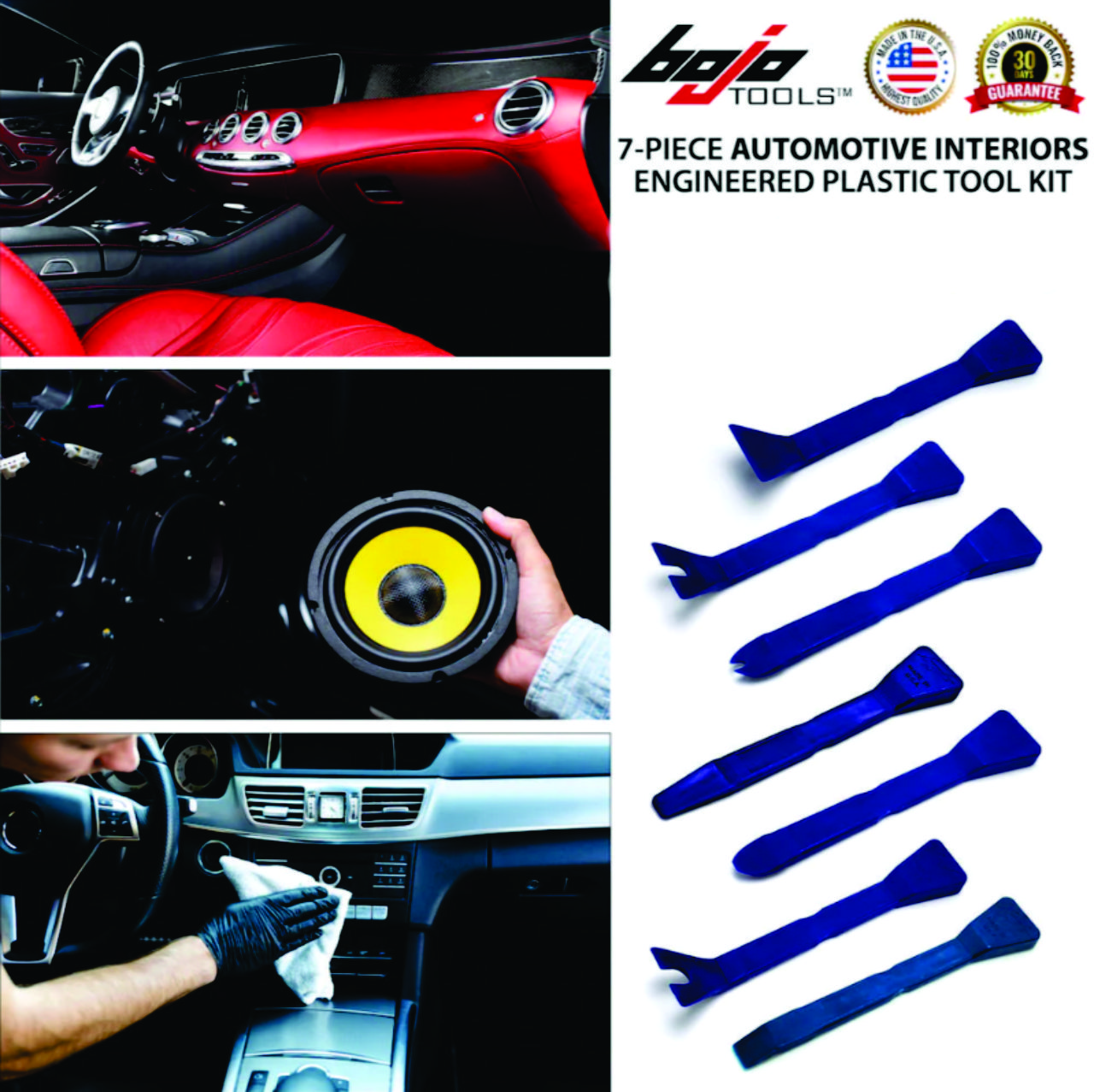 Bojo Tools 5-Piece Plastic Pry Tool Kit With Case - Medium Duty, Non-Marring For Car Panels & Electronics - View #4