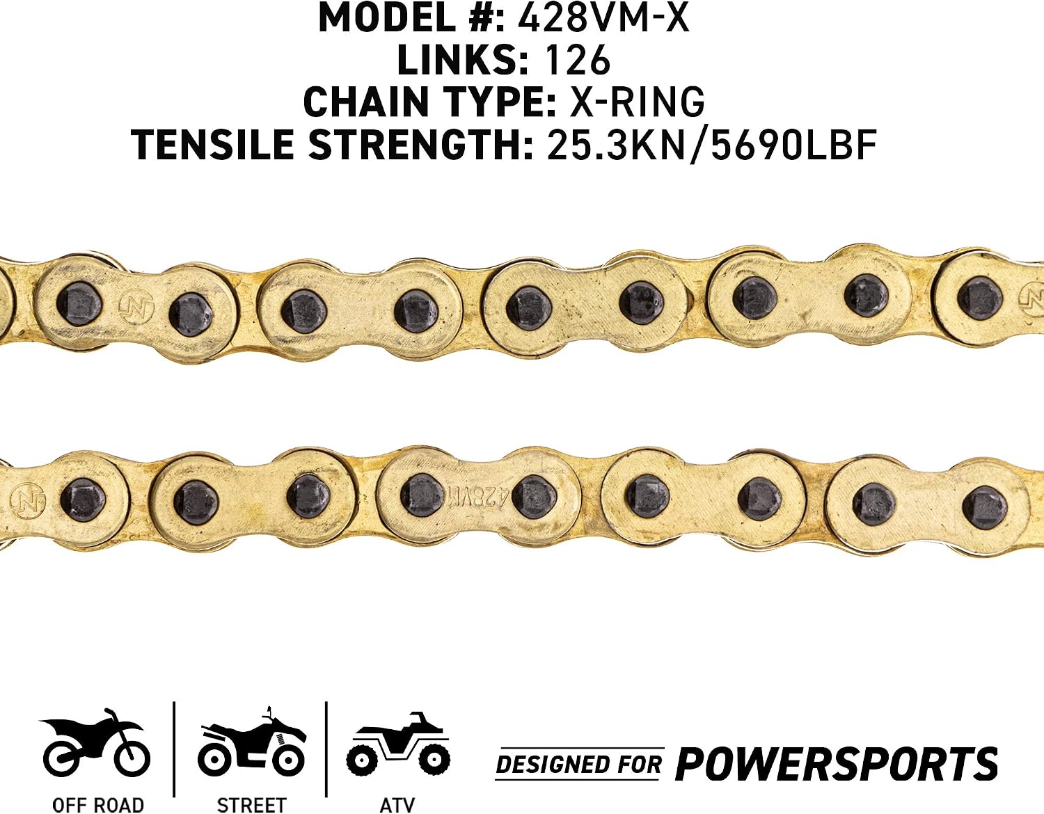 NICHE Gold 428 X-Ring Chain 126 Links With Connecting Master Link