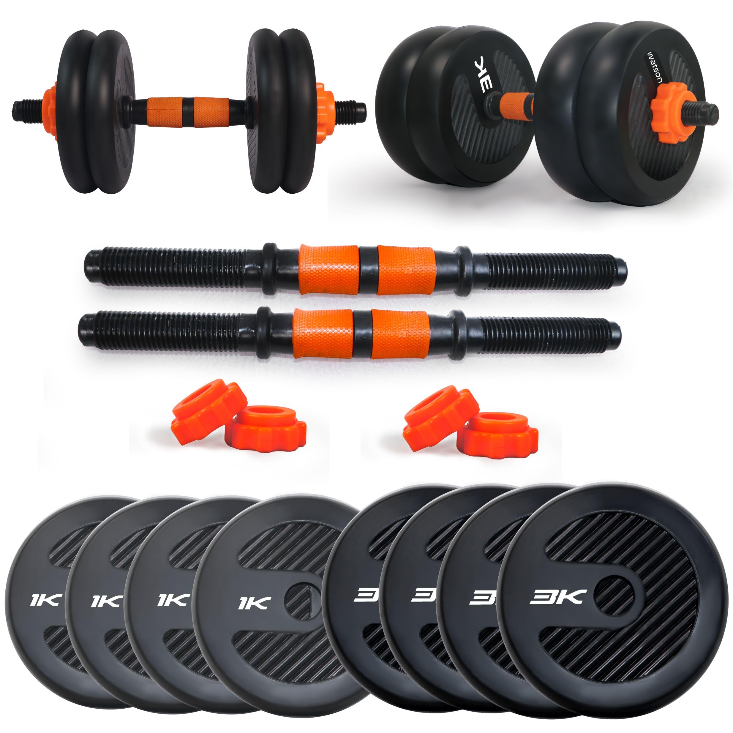 WATSON Premium Rubber Dumbbell Set For Men & Women Fitness, Dumbbell Set With 16Kg (1Kgx4, 3Kgx4) Rubber Weight Plates, Hard PVC 14" Dumbbell Rods (B0CL3HLV2F) Amazon Price History, Amazon Price Tracker